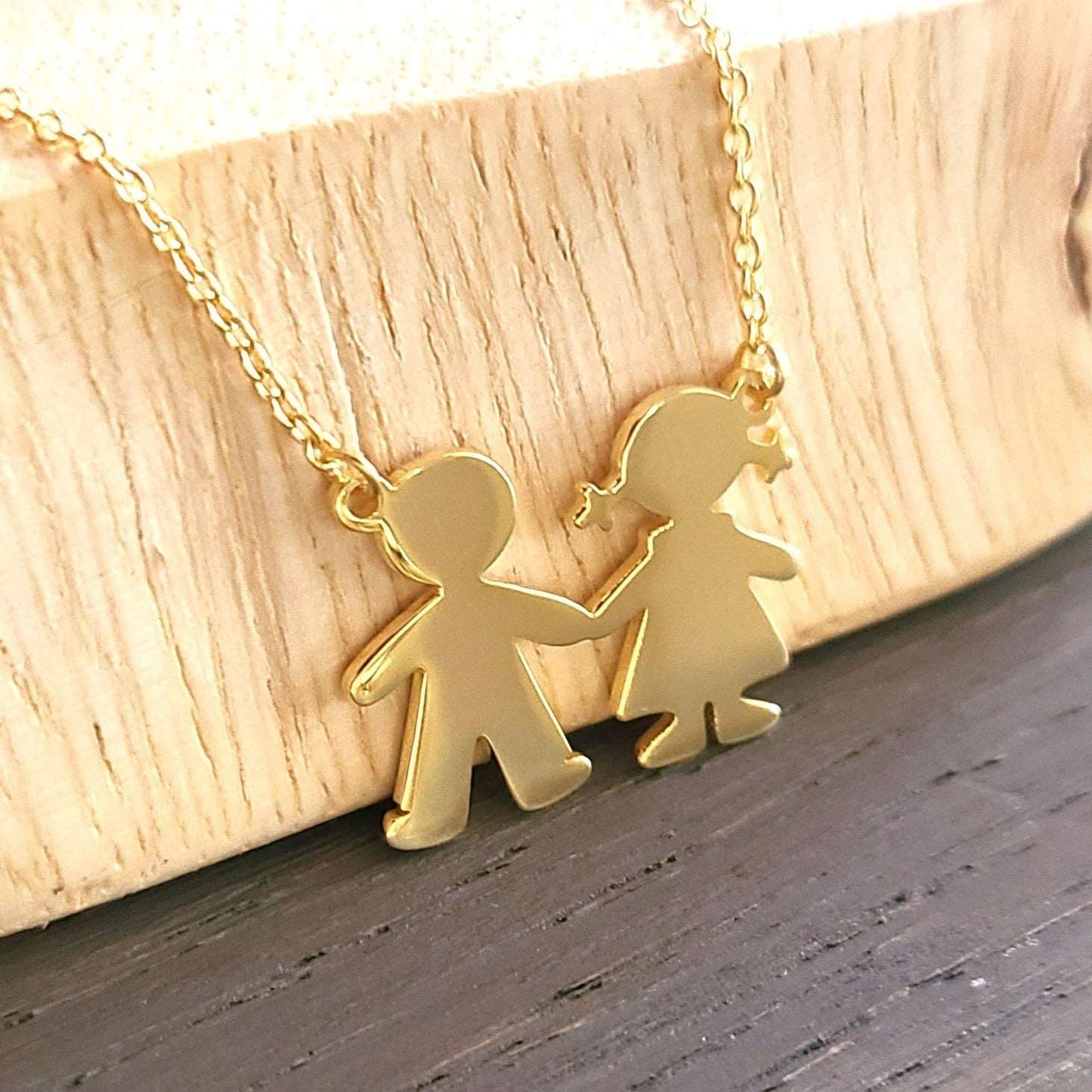 PyP JEWELERS Personalized Necklace for Mom with Boy and/or Girl Charm | Children and Chain made with solid High Quality 925 Sterling Silver | Available in Gold, Rose Gold and Silver