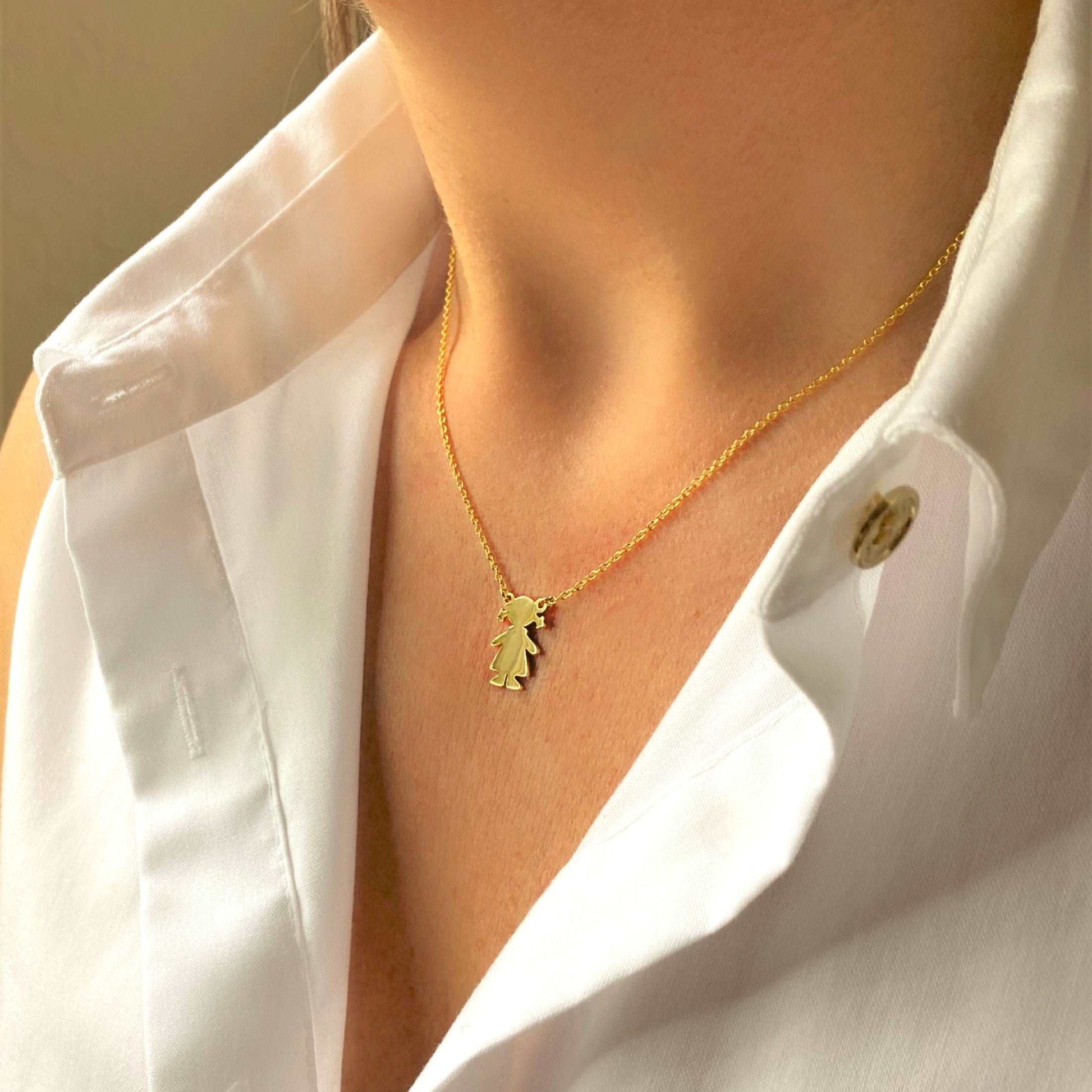 PyP JEWELERS Personalized Necklace for Mom with Boy and/or Girl Charm | Children and Chain made with solid High Quality 925 Sterling Silver | Available in Gold, Rose Gold and Silver.
