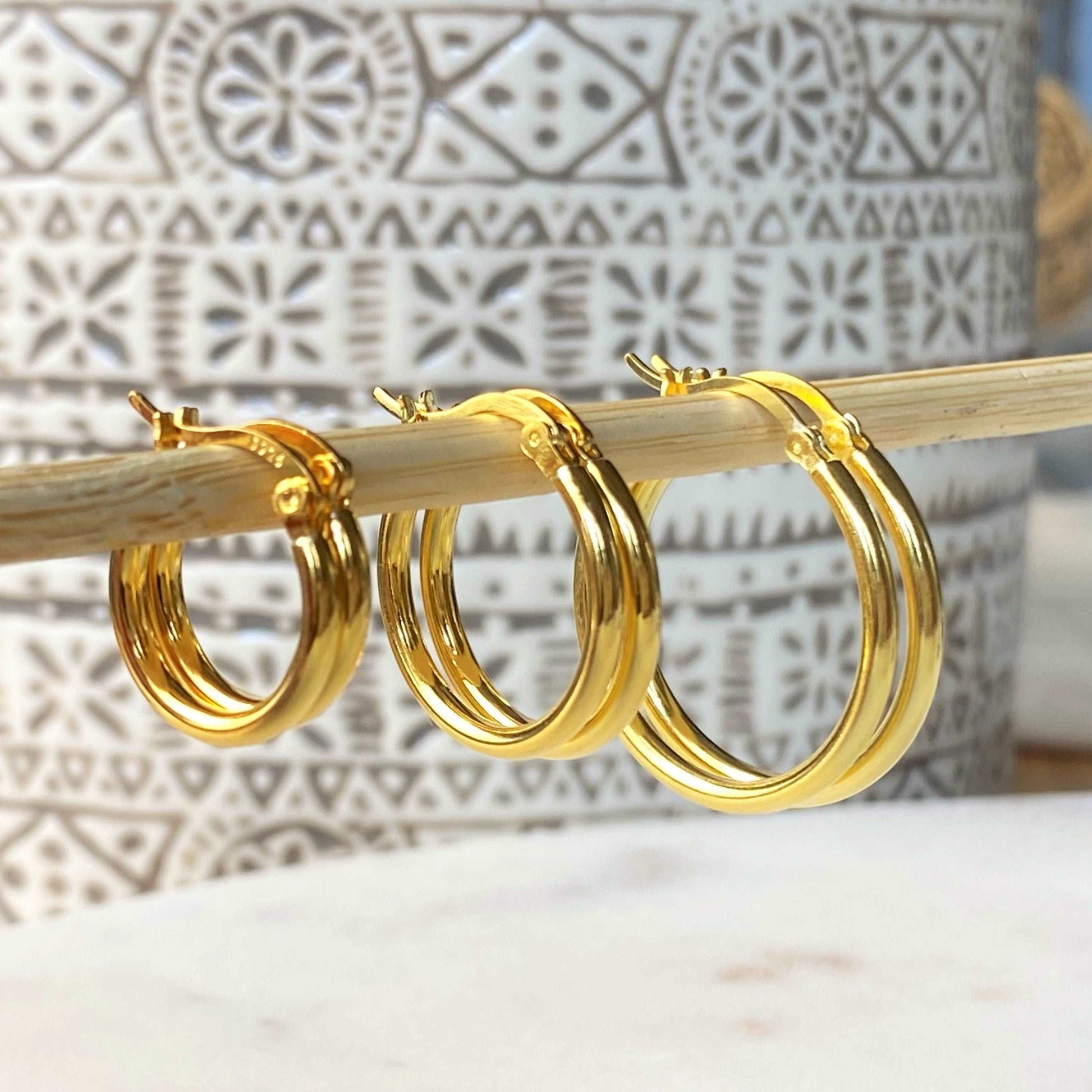PyP JEWELERS Hoop Earrings S925 Sterling Silver, Gold and Rose Gold | Sold as a Pair 15mm, 20mm or 25mm Hoops